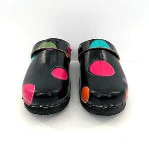 NWOT Moheda Toffeln made in Sweden Slip-On jumbo dots wooden Clog Shoes